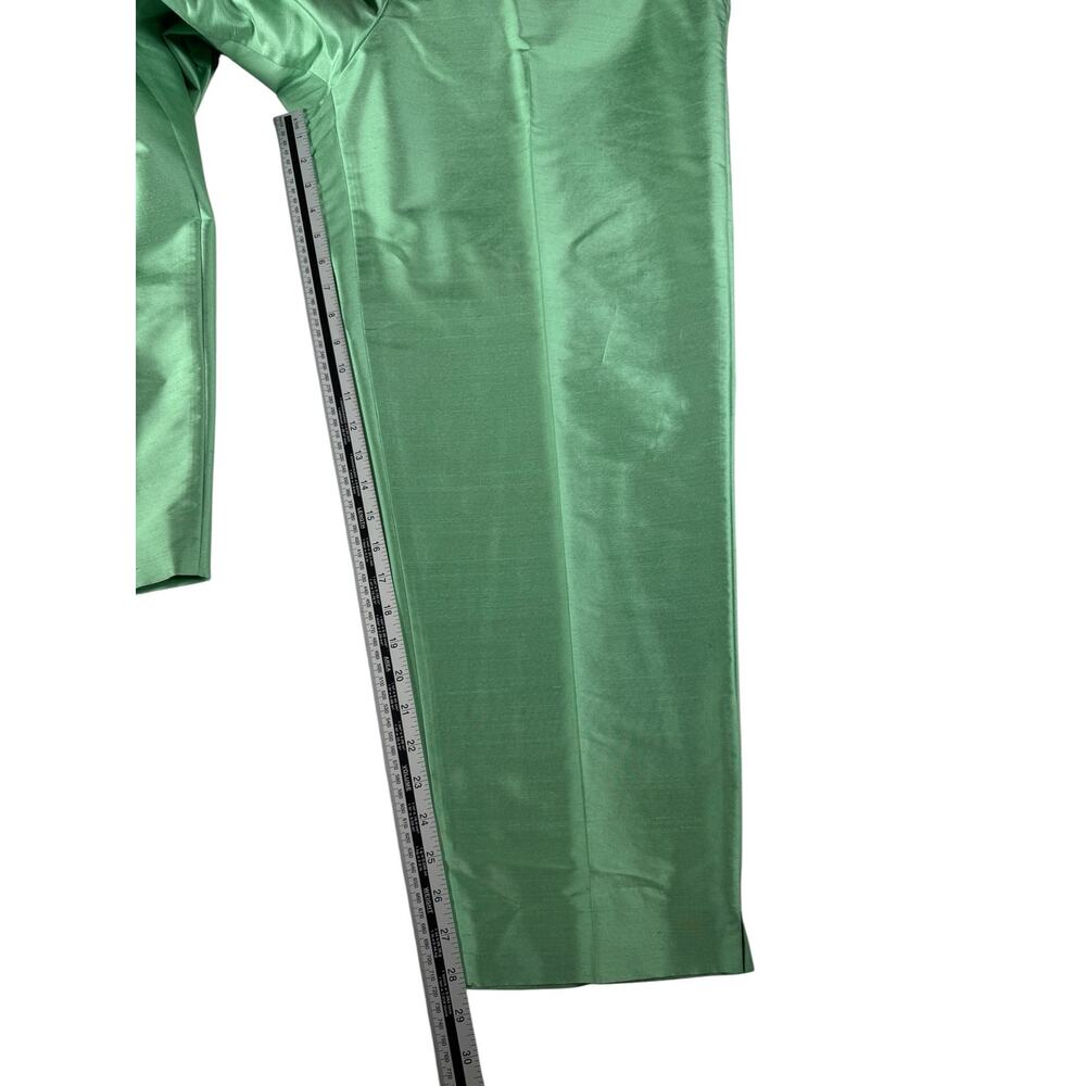 Vintage 90s Talbots Pure Silk Women 16/18 Sage Green Shantung Silk 2 pc Pant Set - Picture 14 of 14
